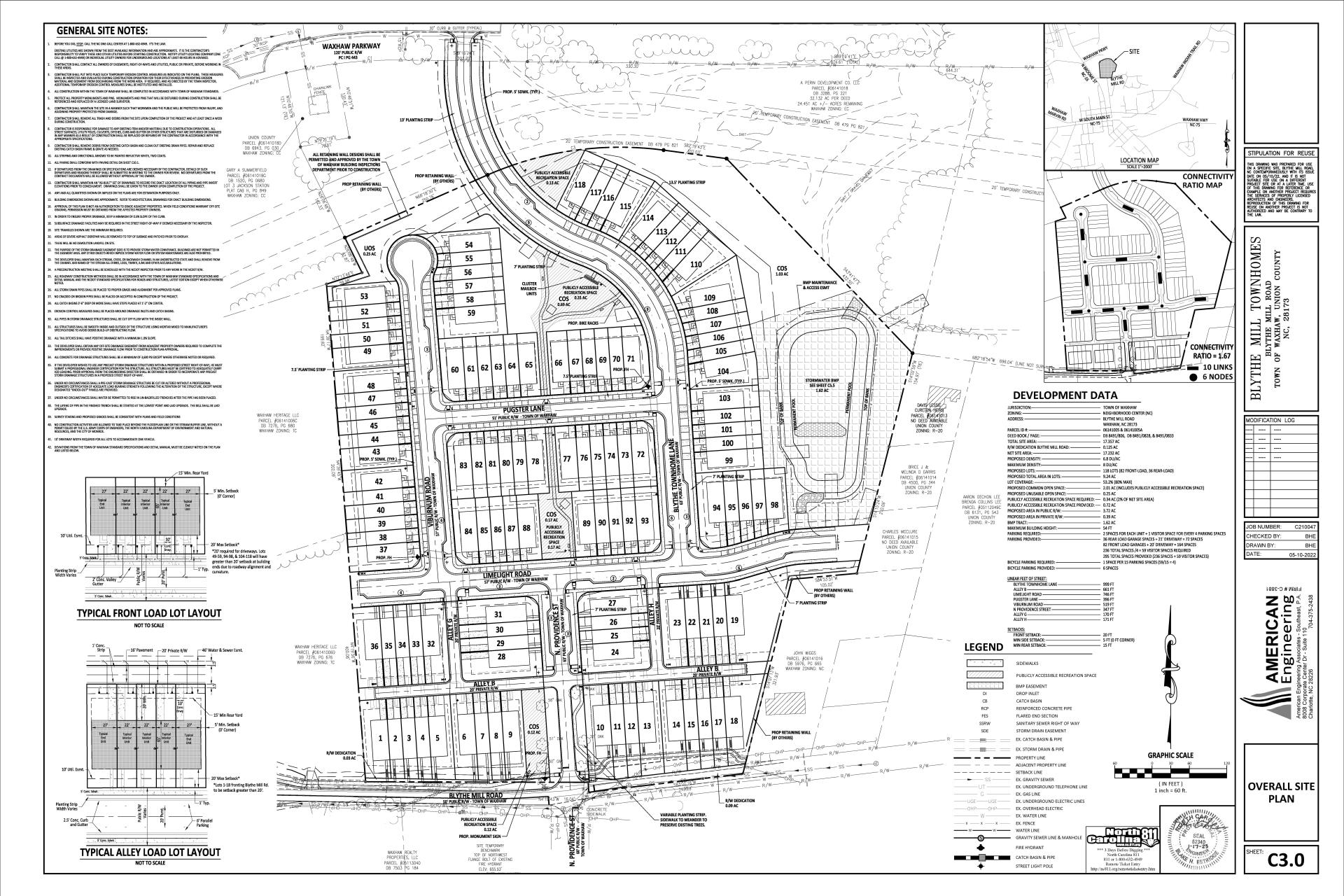 Blythe Mill Townhomes Civil Plans