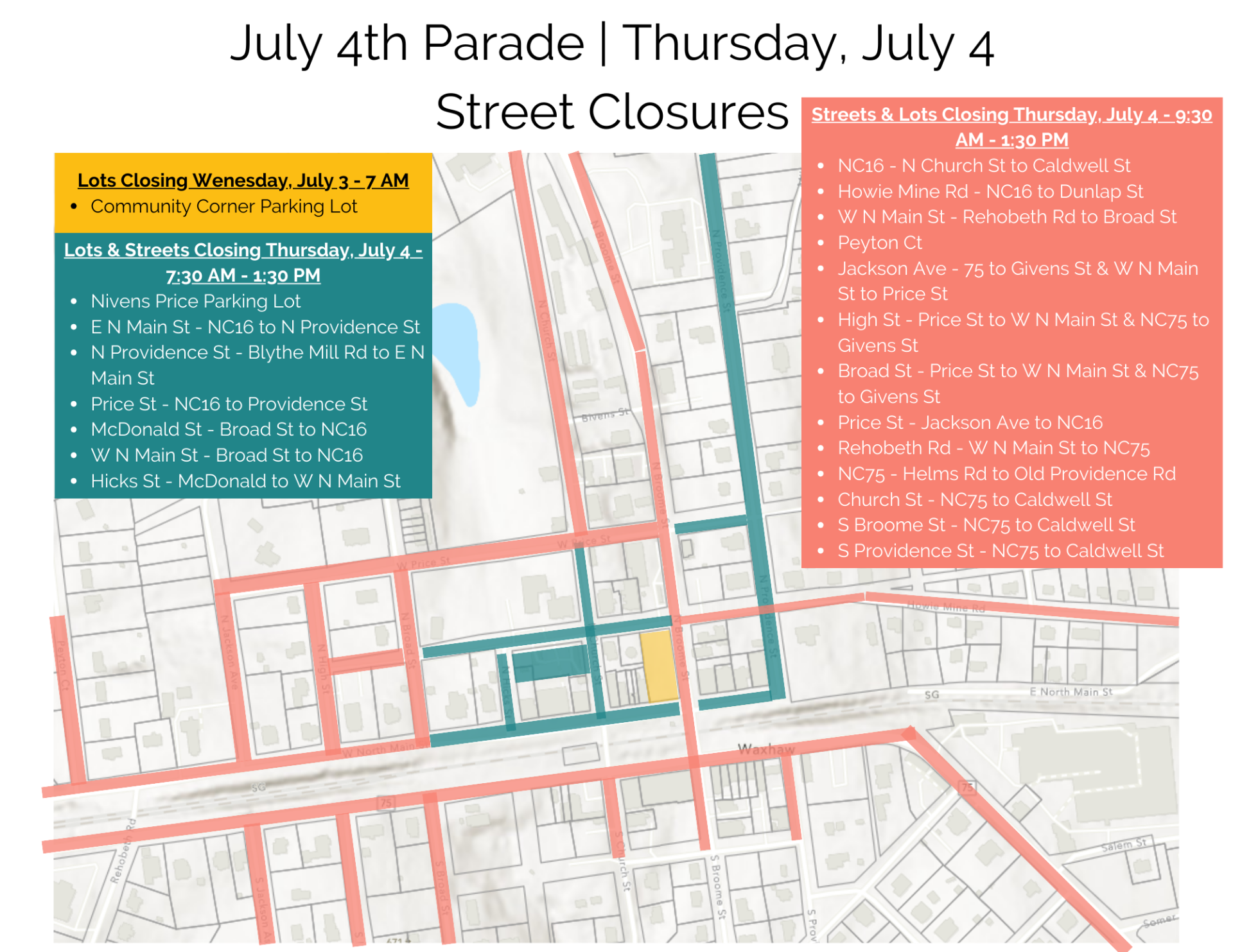 July 4 - Closures 