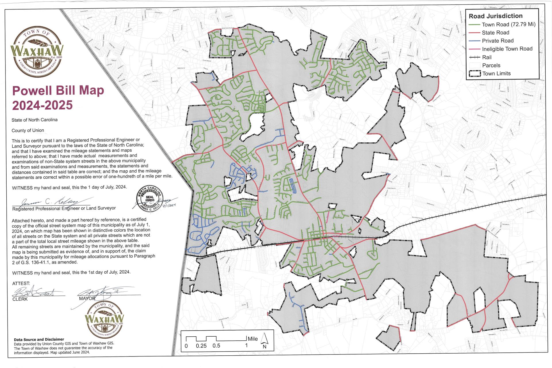 Powell Bill Map 2024 - 2025 - Executed